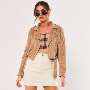 Cropped, Suede Moto Jacket